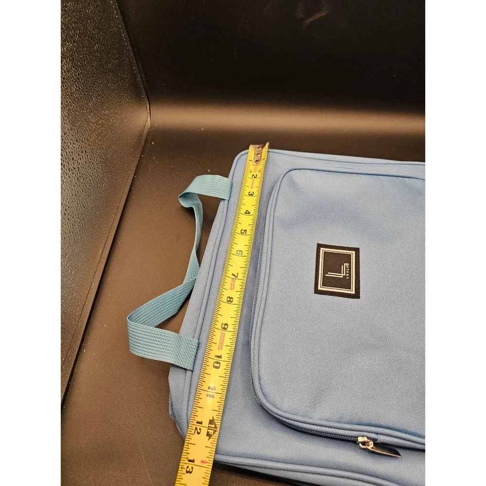 LOULU Hanging Travel Toiletry Bag Organizer Light Blue Canvas Cosmetic Case